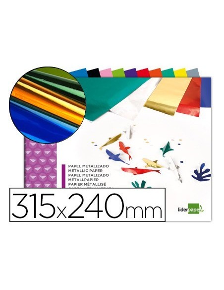 BLOC TRABAJOS MANUALES LIDERPAPEL PAPEL METALIZADO 240X315 MM 10 HOJAS COLORES SURTIDOS