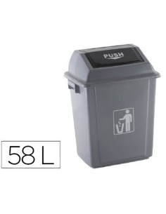 PAPELERA CONTENEDOR Q-CONNECT PLASTICO CON TAPA DE BALANCIN 58 LITROS GRIS 470X330X760 MM