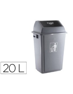 PAPELERA CONTENEDOR Q-CONNECT PLASTICO CON TAPA DE BALANCIN 20 LITROS 340X240X450 MM GRIS