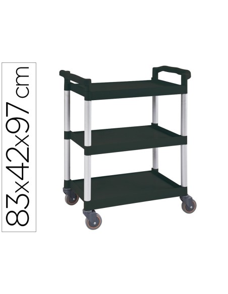 CARRO DE SERVICIO MULTIFUNCIONAL Q-CONNECT 3 ESTANTES DE POLIPROPILENO 830X420X970 MM