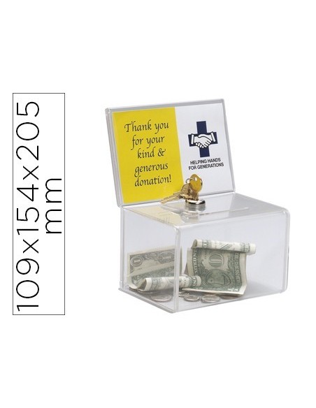 BUZON DE SUGERENCIA ARCHIVO 2000 CON CERRADURA Y DOS LLAVES COLOR CRISTAL TRANSPARENTE 109X154X205 MM