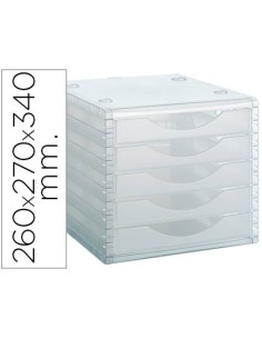 FICHERO CAJONES DE SOBREMESA ARCHIVO 2000 260X270X340 MM APILABLES 5 CAJONES TRANSPARENTE TRANSLUCIDO