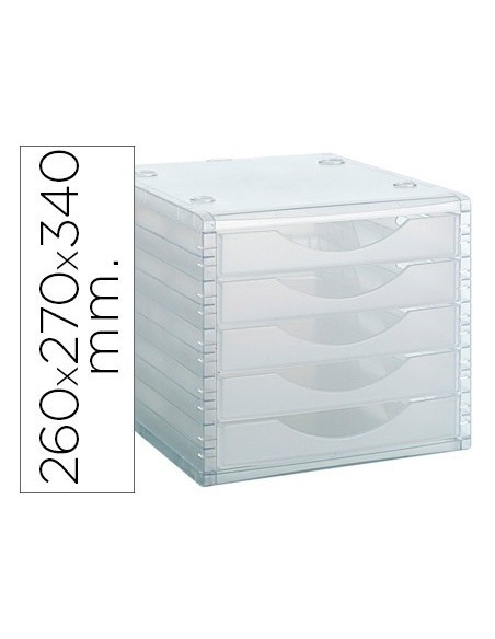 FICHERO CAJONES DE SOBREMESA ARCHIVO 2000 260X270X340 MM APILABLES 5 CAJONES TRANSPARENTE TRANSLUCIDO