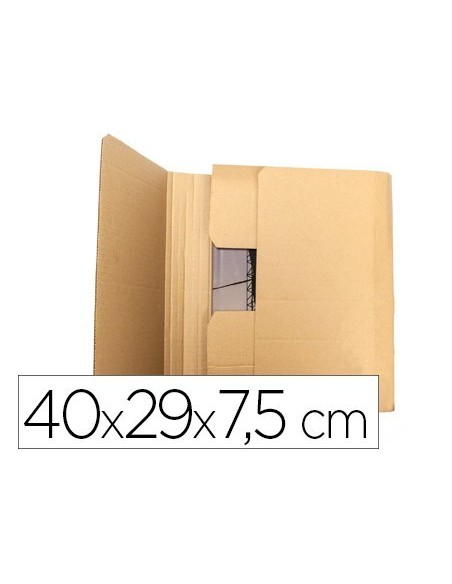 CAJA PARA EMBALAR Q-CONNECT LIBRO MEDIDAS 400X290X75 MM ESPESOR CARTON 3 MM