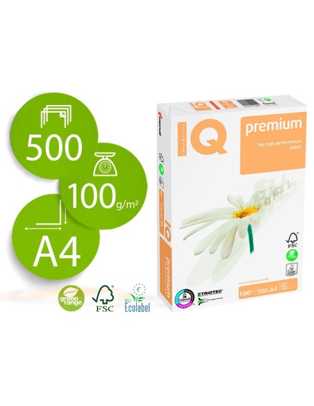 PAPEL FOTOCOPIADORA IQ PREMIUM DIN A4 100 GRAMOS PAQUETE DE 500 HOJAS