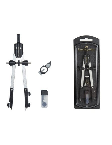 COMPAS FABER CASTELL ESCOLAR DE AJUSTE RAPIDO CON ADAPTADOR UNIVERSAL