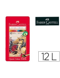LAPICES DE COLORES FABER CASTELL CAJA METALICA DE 12 COLORES SURTIDOS