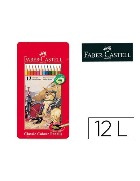 LAPICES DE COLORES FABER CASTELL CAJA METALICA DE 12 COLORES SURTIDOS