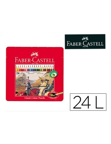 LAPICES DE COLORES FABER CASTELL CAJA METALICA DE 24 COLORES SURTIDOS