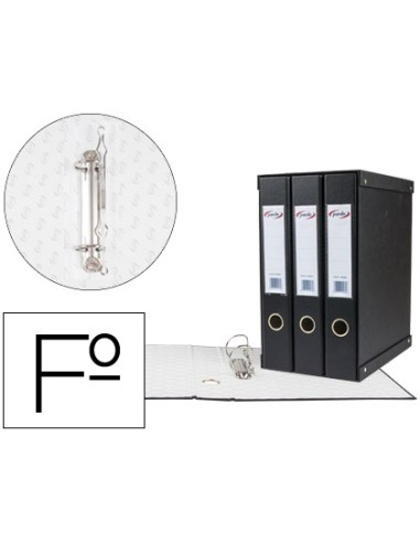 MODULO PARDO 3 ARCHIVADORES DE PALANCA FOLIO 2 ANILLAS DE 40 MM COLOR NEGRO 350X200X300 MM