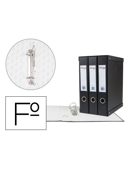 MODULO PARDO 3 ARCHIVADORES DE PALANCA FOLIO 2 ANILLAS DE 40 MM COLOR NEGRO 350X200X300 MM