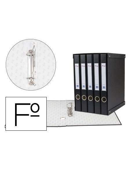 MODULO PARDO 5 ARCHIVADORES DE PALANCA FOLIO 2 ANILLAS DE 25 MM NEGRO 350X230X300 MM