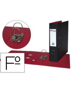 ARCHIVADOR DE PALANCA PARDO FOLIO PLASTICO 2 ANILLAS DE 70 MM COLOR NEGRO