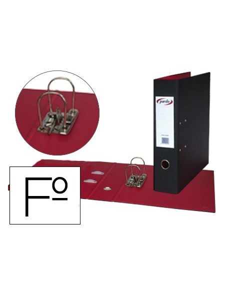 ARCHIVADOR DE PALANCA PARDO FOLIO PLASTICO 2 ANILLAS DE 70 MM COLOR NEGRO
