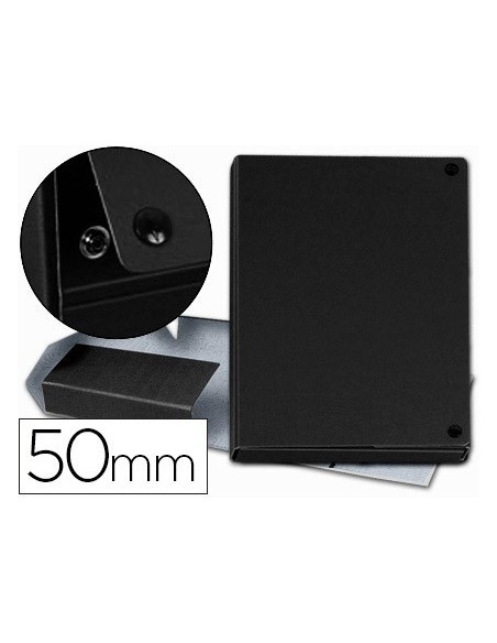 CARPETA PROYECTOS PARDO FOLIO LOMO 50 MM CARTON FORRADO NEGRO CON BROCHE
