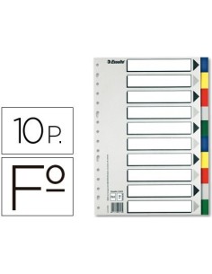 SEPARADOR ESSELTE PLASTICO JUEGO DE 10 SEPARADORES FOLIO CON 5 COLORES MULTITALADRO