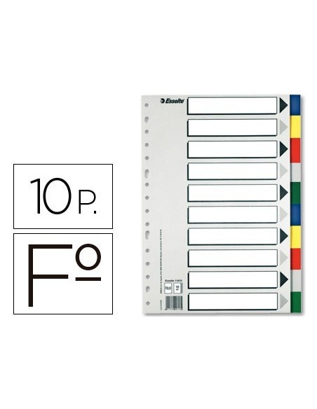 SEPARADOR ESSELTE PLASTICO JUEGO DE 10 SEPARADORES FOLIO CON 5 COLORES MULTITALADRO