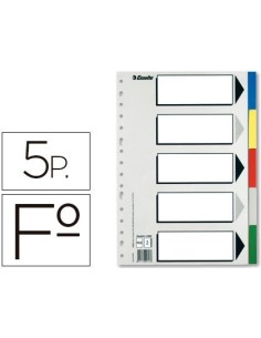 SEPARADOR ESSELTE PLASTICO JUEGO DE 5 SEPARADORES FOLIO CON 5 COLORES MULTITALADRO