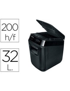 DESTRUCTORA DE DOCUMENTOS FELLOWES AUTOMAX 200C CAPACIDAD DE CORTE 200 HOJAS DESTRUYE CLIPS TARJETAS Y CD