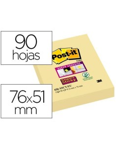 BLOC DE NOTAS ADHESIVAS QUITA Y PON POST-IT SUPER STICKY 51X78 MM CON 90 HOJAS 565 AMARILLO CANARIO