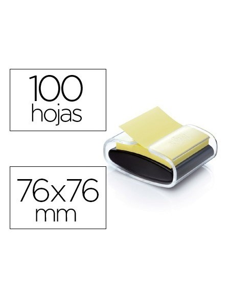 SOPORTE BLOC DE NOTAS ADHESIVAS QUITA Y PON POST-IT SUPER STICKY Z NOTES COLOR NEGRO CON 1 BLOC 76X76 MM