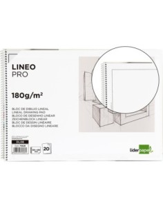 BLOC DIBUJO LIDERPAPEL LINEAL ESPIRAL 230X325MM 20 HOJAS 180 G/M2 CON RECUADRO PERFORADO