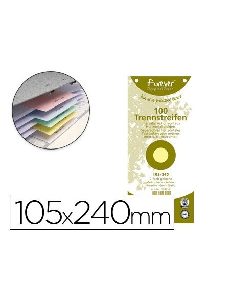 SEPARADOR EXACOMPTA CARTULINA DE 180 GR JUEGO DE 100 SEPARADORES 105X240 MM CON 2 TALADROS COLOR AMARILLO