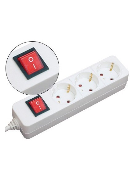 REGLETA 3 TOMAS MEDIARANGE BLANCA CON INTERRUPTOR LONGITUD CABLE 1,4M