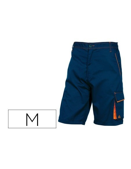 PANTALON DE TRABAJO DELTAPLUS BERMUDA CINTURA AJUSTABLE 5 BOLSILLOS COLOR AZUL NARANJATALLA M
