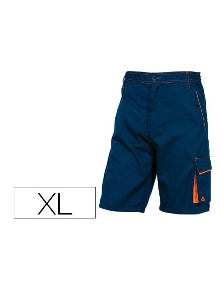PANTALON DE TRABAJO DELTAPLUS BERMUDA CINTURA AJUSTABLE 5 BOLSILLO COLOR AZUL NARANJA TALLA XL