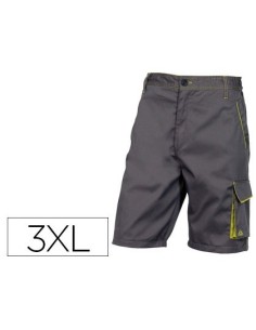 PANTALON DE TRABAJO DELTAPLUS BERMUDA CINTURA AJUSTABLE 5 BOLSILLOS COLOR GRIS VERDE TALLA 3XL