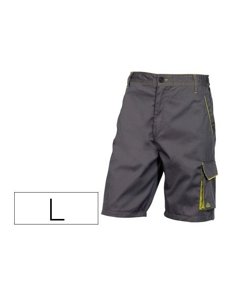 PANTALON DE TRABAJO DELTAPLUS BERMUDA CINTURA AJUSTABLE 5 BOLSILLOS COLOR GRIS VERDE TALLA L