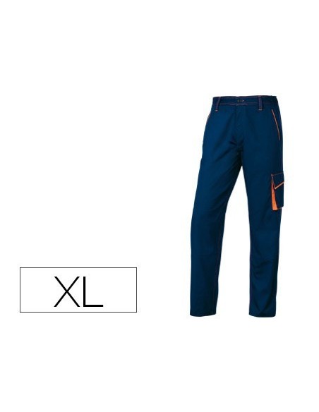 PANTALON DE TRABAJO DELTAPLUS CINTURA AJUSTABLE 5 BOLSILLOS COLOR AZUL NARANJA TALLA XL NARANJA TALLA XL