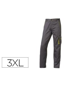 PANTALON DE TRABAJO DELTAPLUS CINTURA AJUSTABLE 5 BOLSILLOS COLOR GRIS VERDE TALLA 3XL