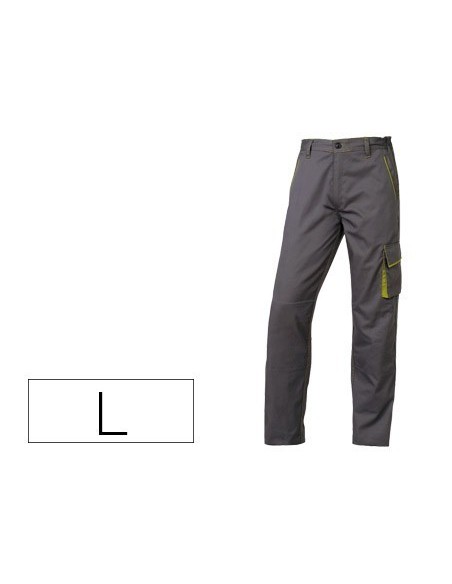 PANTALON DE TRABAJO DELTAPLUS CINTURA AJUSTABLE 5 BOLSILLOS COLOR GRIS VERDE TALLA L TALLA L