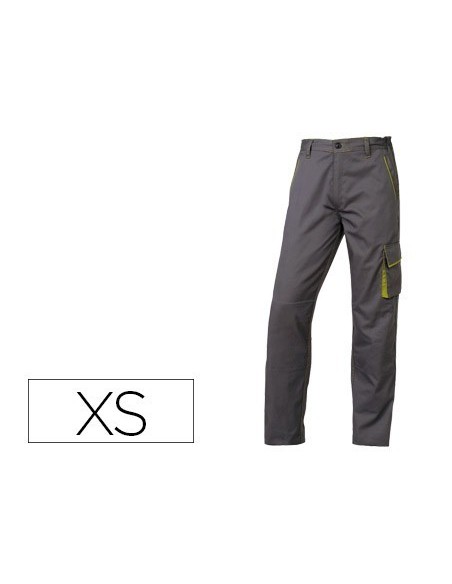 PANTALON DE TRABAJO DELTAPLUS CINTURA AJUSTABLE 5 BOLSILLOS COLOR GRIS VERDE TALLA XS