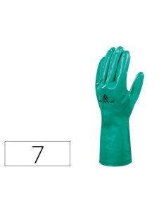 GUANTES DELTAPLUS TRATADO EN NITRILO FLOCADO DE ALGODON ESPECIAL PARA TRABAJOS CON LIQUIDOS QUIMICOS TALLA 7