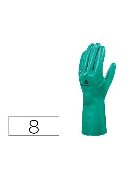 GUANTES DELTAPLUS TRATADO EN NITRILO FLOCADO DE ALGODON ESPECIAL PARA TRABAJOS CON LIQUIDOS QUIMICOS TALLA 8