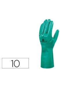 GUANTES DELTAPLUS TRATADO EN NITRILO FLOCADO DE ALGODON ESPECIAL PARA TRABAJOS CON LIQUIDOS QUIMICOS TALLA 10
