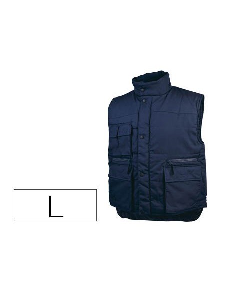 CHALECO DELTAPLUS MULTIBOLSILLOS CON CREMALLERA CINTURA ELASTICA COLOR AZUL NARANJA TALLA L