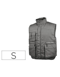CHALECO DELTAPLUS MULTIBOLSILLOS CON CREMALLERA CINTURA ELASTICA PROTEGE RIÑONES GRIS VERDE TALLA S