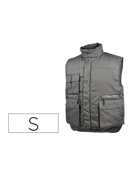 CHALECO DELTAPLUS MULTIBOLSILLOS CON CREMALLERA CINTURA ELASTICA PROTEGE RIÑONES GRIS VERDE TALLA S