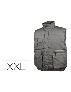 CHALECO DELTAPLUS MULTIBOLSILLOS CON CREMALLERA CINTURA ELASTICA PROTEGE RIÑONES GRIS VERDE TALLA XXL