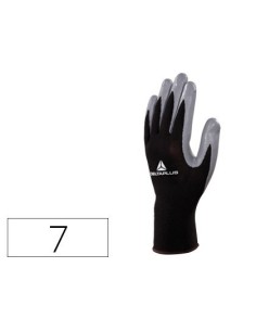 GUANTES DELTAPLUS DE PUNTO POLIESTER PALMA DE NITRILO ESPECIAL PARA MECANICA GRASAS ACEITES NEGRO-GRIS TALLA 7