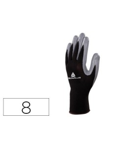 GUANTES DELTAPLUS DE PUNTO POLIESTER PALMA DE NITRILO ESPECIAL PARA MECANICA GRASAS ACEITES NEGRO-GRIS TALLA 8