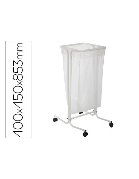SOPORTE CEP PARA BOLSAS DE BASURA DE 110 LITROS EN PLASTICO Y ACERO CON RUEDAS 400X450X853 MM