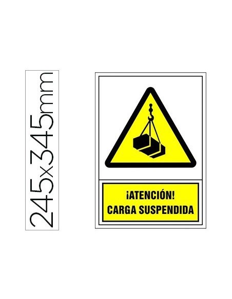 PICTOGRAMA SYSSA SEÑAL DE ADVERTENCIA ATENCION! CARGA SUSPENDIDA EN PVC 245X345 MM