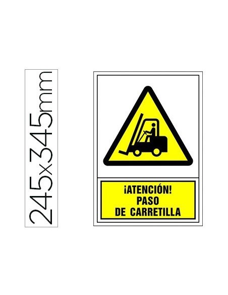 PICTOGRAMA SYSSA SEÑAL DE ADVERTENCIA ATENCION! PASO DE CARRETILLA EN PVC 245X345 MM