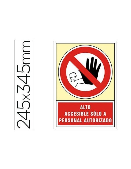 PICTOGRAMA SYSSA SEÑAL DE PROHIBICION ALTO ACCESIBLE SOLO A PERSONAL AUTORIZADO EN PVC 245X345 MM