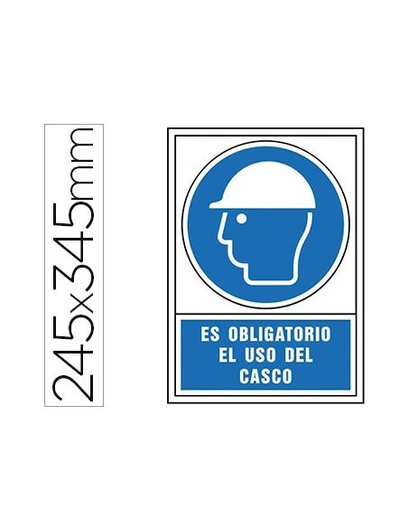 PICTOGRAMA SYSSA SEÑAL DE OBLIGACION ES OBLIGATORIO EL USO DE CASCO EN PVC 245X345 MM